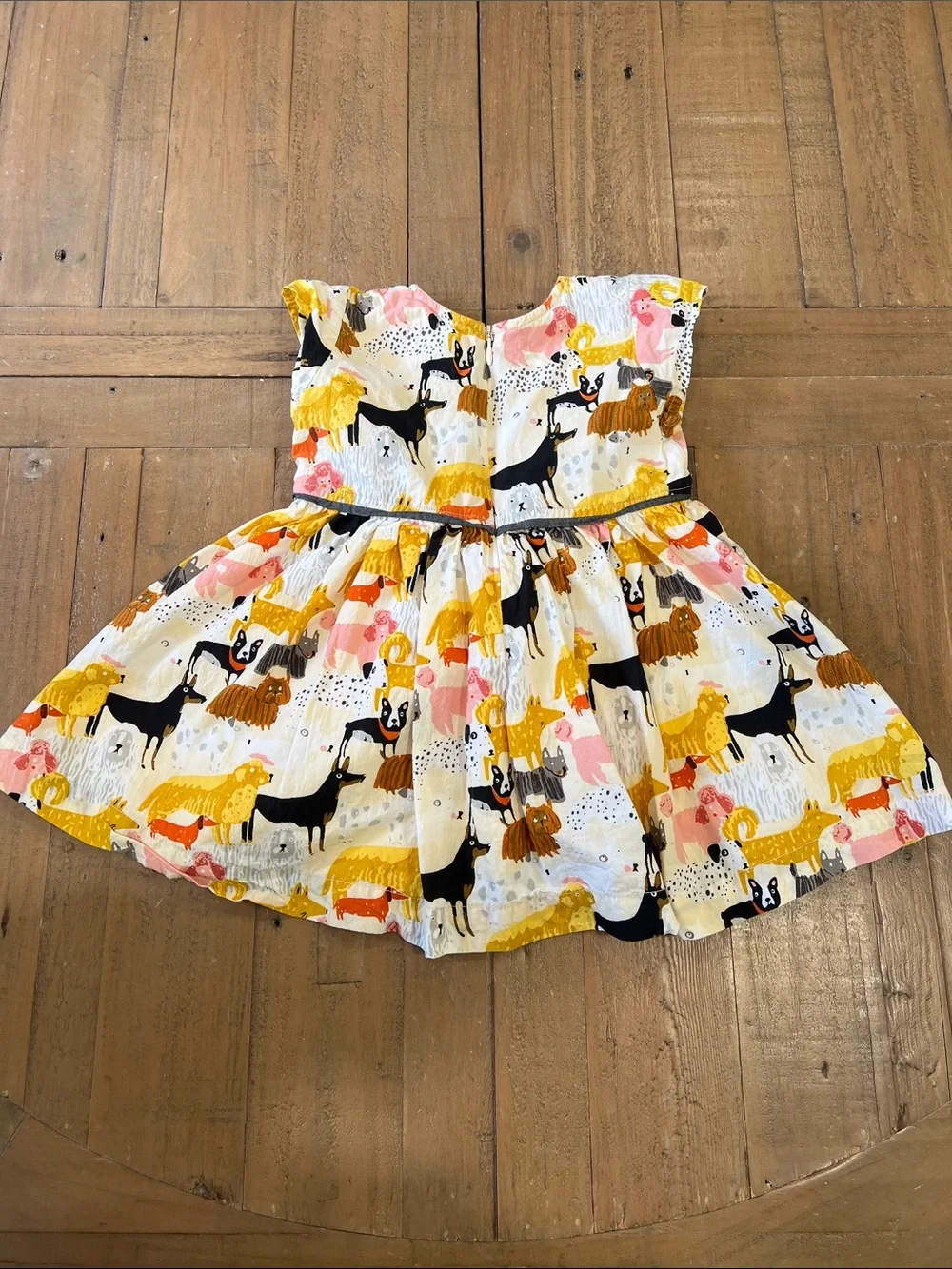 Pink chicken dog print short sleeve dress 6-12 months